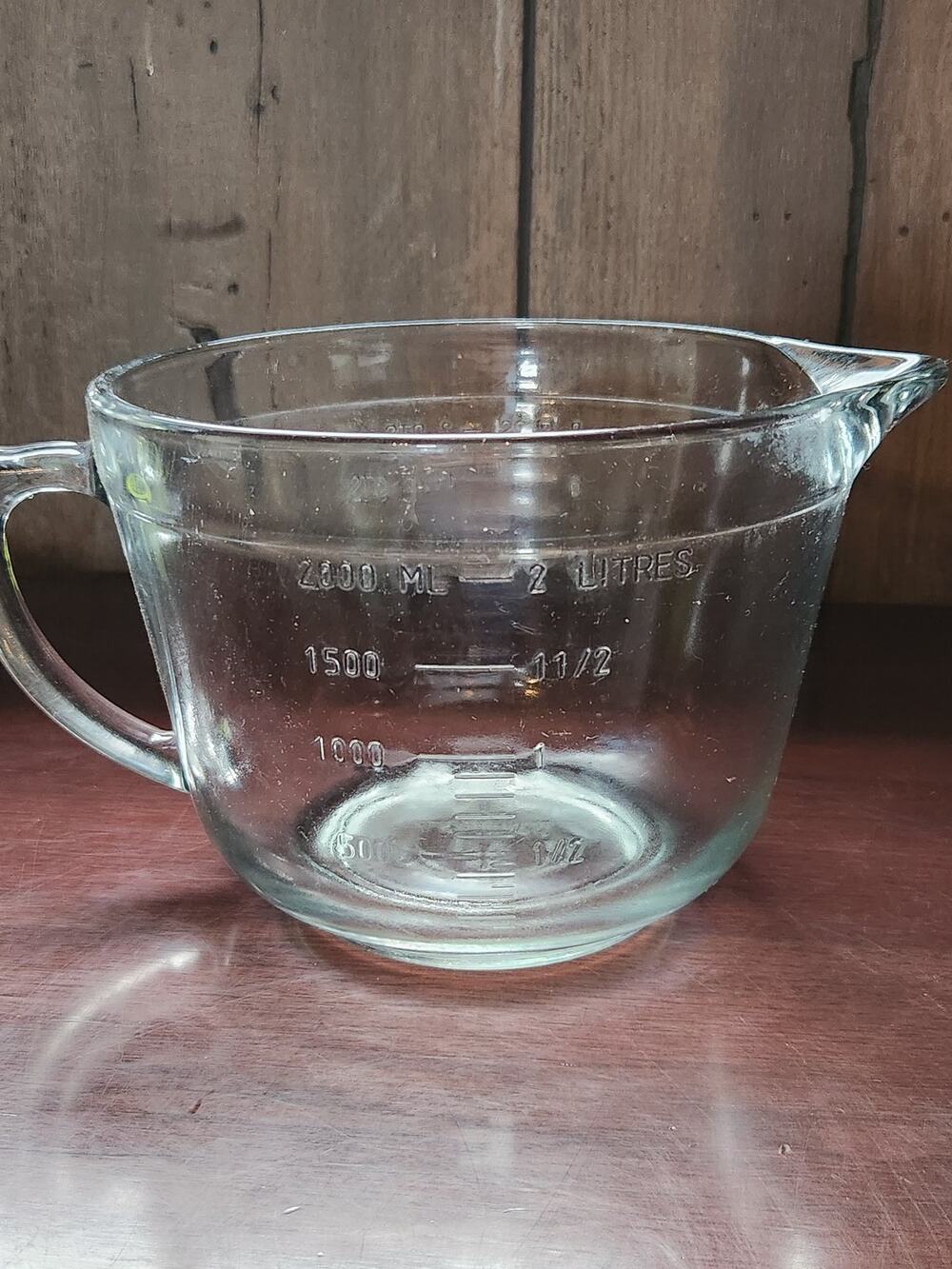 Large Glass Measuring Pitcher 2000ml 2 Liter 8 Cups Embossed Kitchen